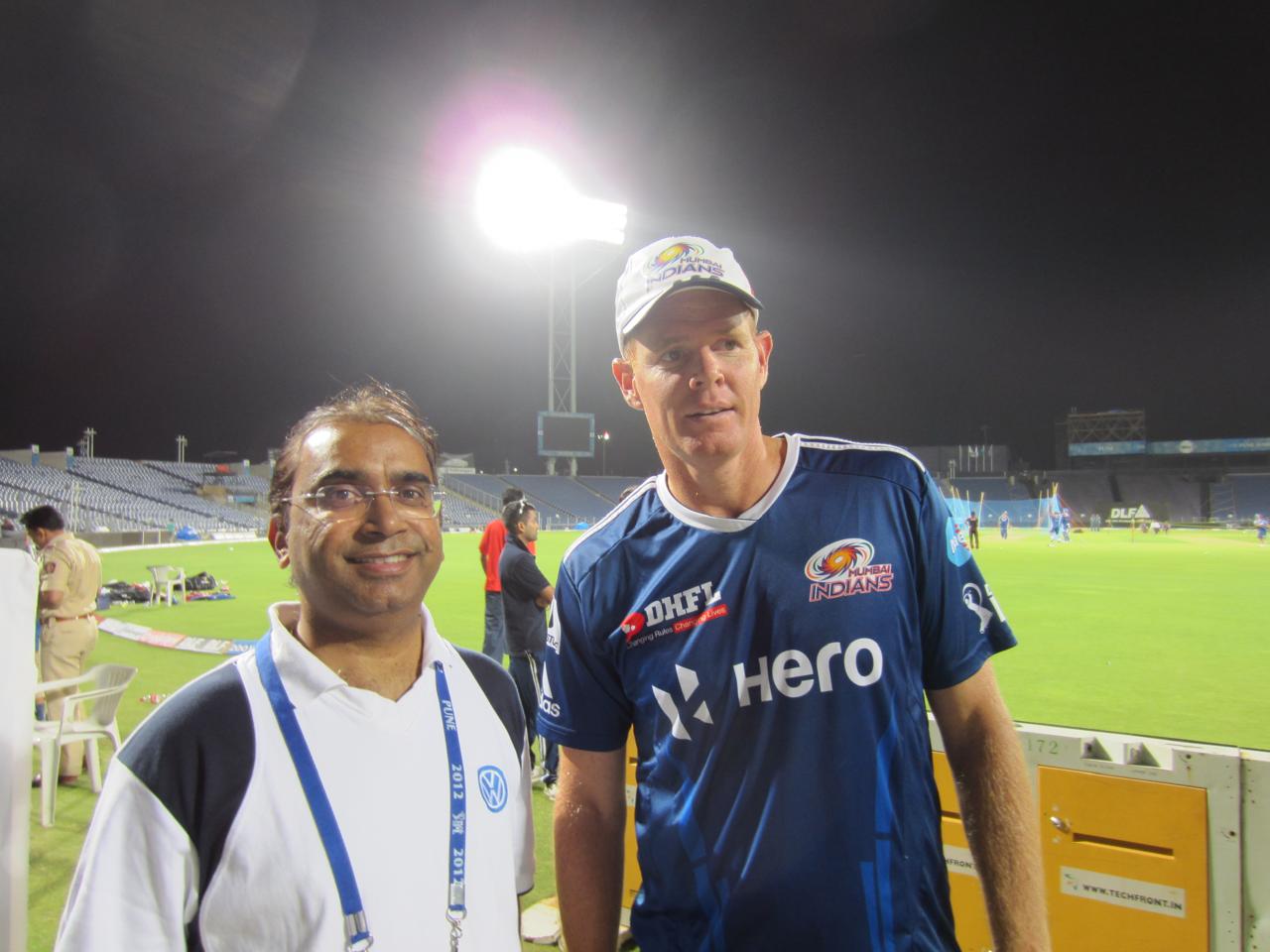 Dr Anand Jadhav with Virender Sehwag during IPL 2012